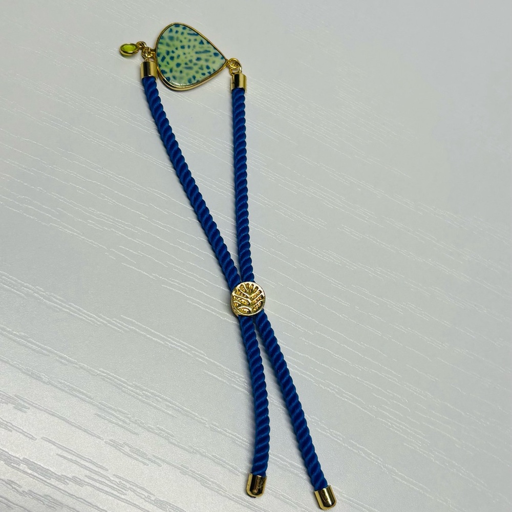 NWOT Blue and Green Adjustable Rope Cord Sliding Bracelet